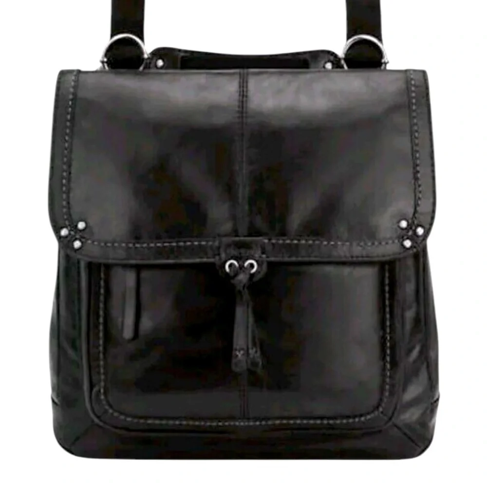 The Sak Ventura Stylish soft black leather Backpack messenger purse handbag